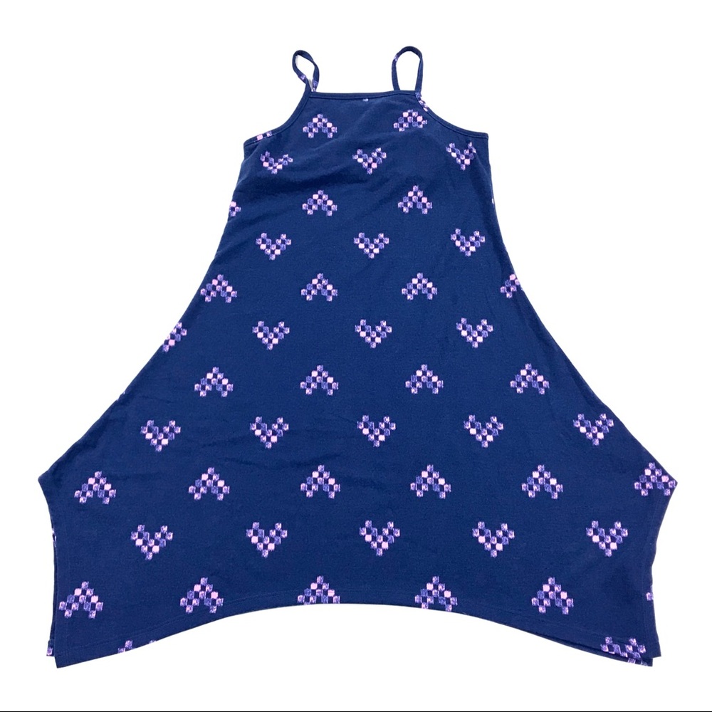 NWOT SO Girls Strappy Casual Sun Dress Blue Pixilated Heart print